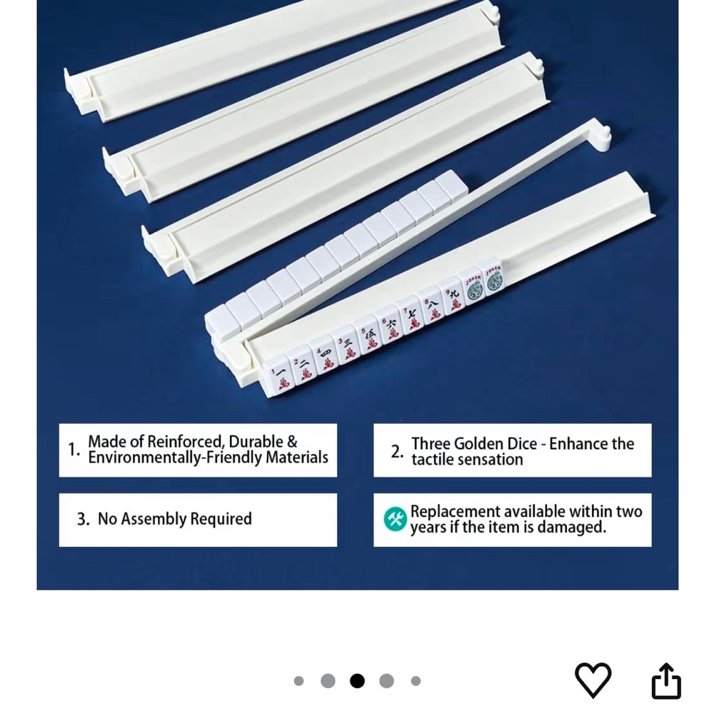 White Mahjong Racks (Tile Holder) with pusher: 4 piece.